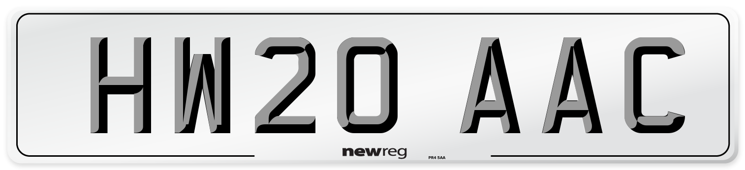 HW20 AAC Number Plate from New Reg